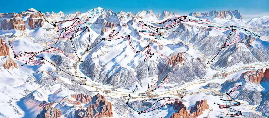 Mapa tras - Val Di Fassa