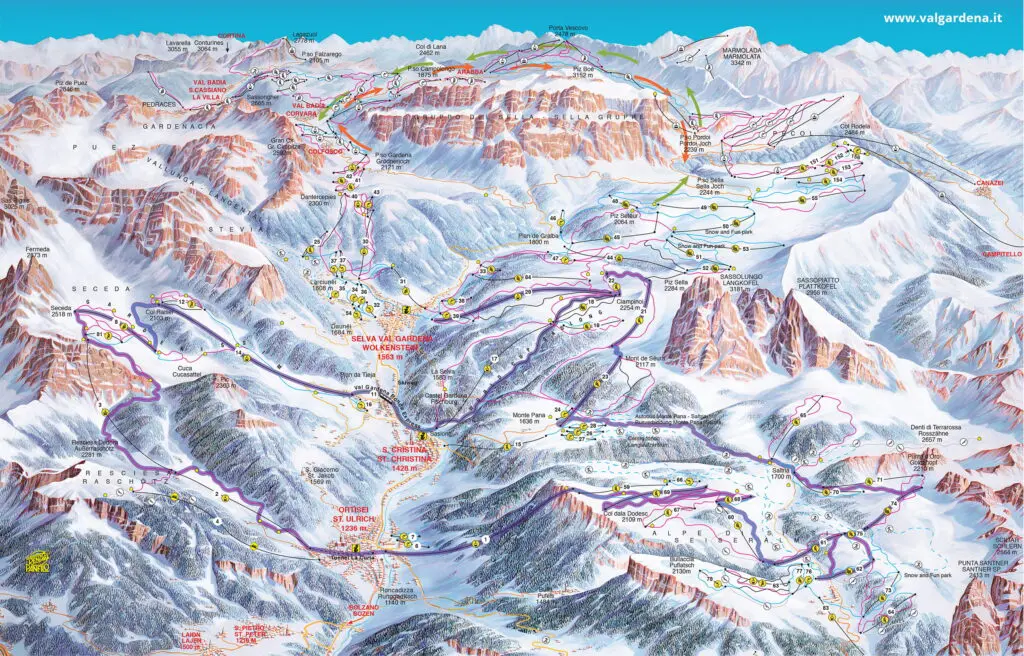 Mapa tras - Val Gardena